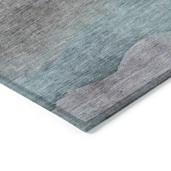 Teal Blue And Plum Abstract Washable Indoor Outdoor Area Rug Photo 6