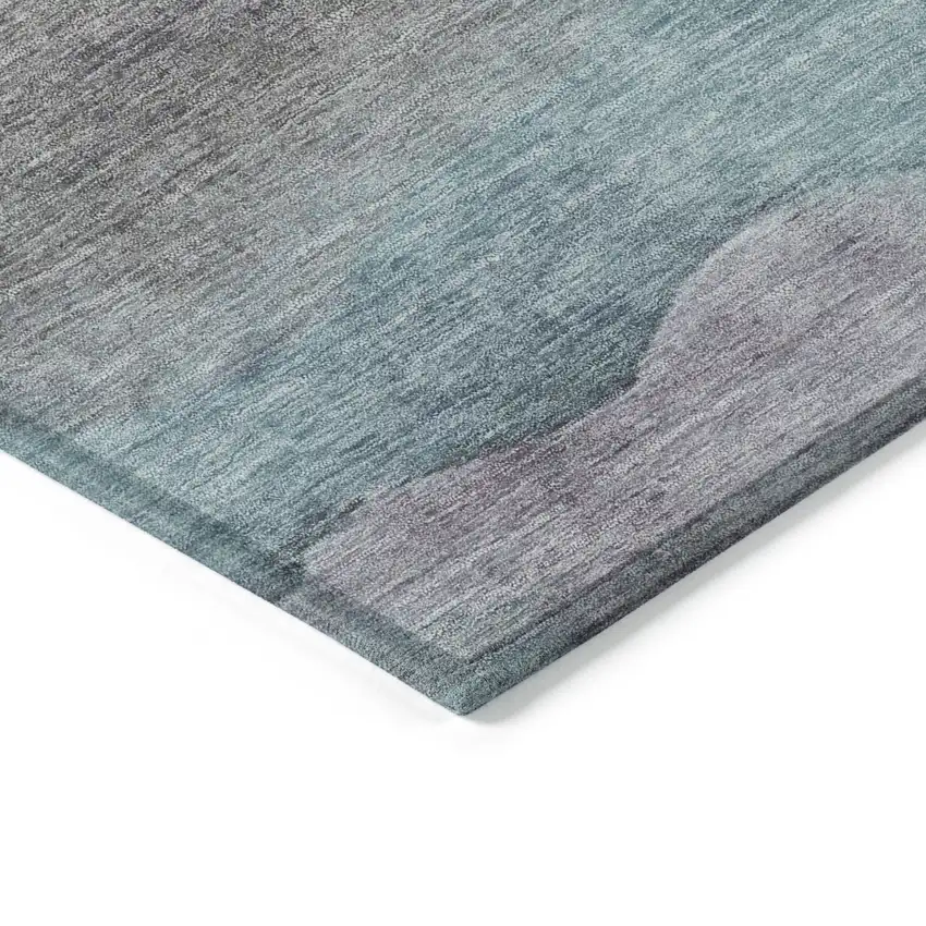 Teal Blue And Plum Abstract Washable Indoor Outdoor Area Rug Photo 9