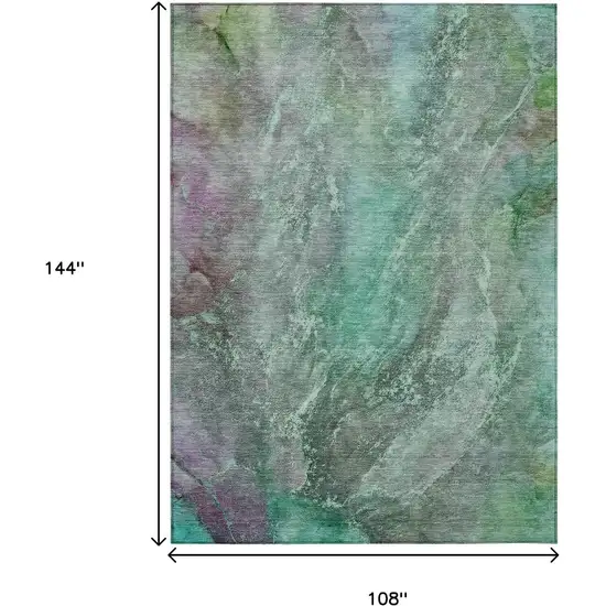 Teal Blue And Purple Abstract Washable Indoor Outdoor Area Rug Photo 3