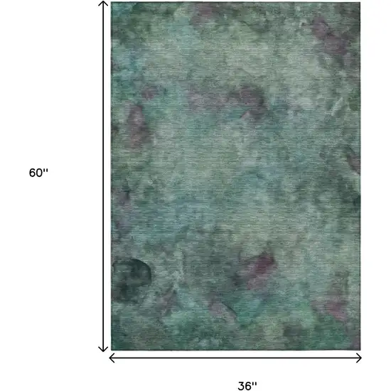 Teal Blue And Purple Abstract Washable Indoor Outdoor Area Rug Photo 3