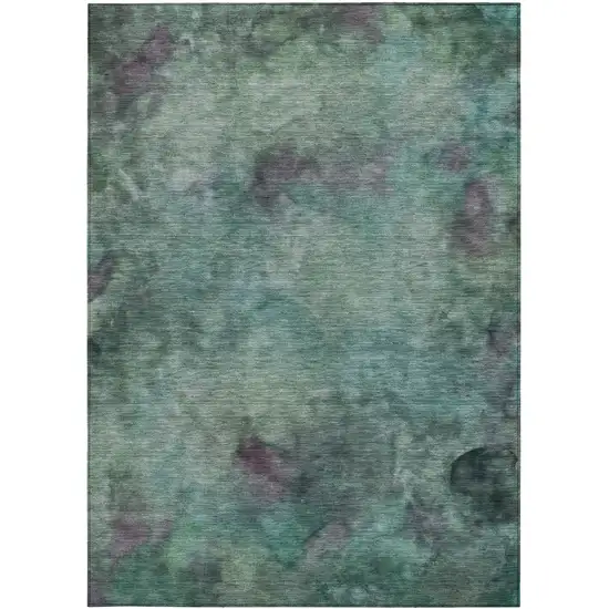 Teal Blue And Purple Abstract Washable Indoor Outdoor Area Rug Photo 5