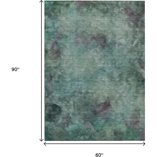 Teal Blue And Purple Abstract Washable Indoor Outdoor Area Rug Photo 3