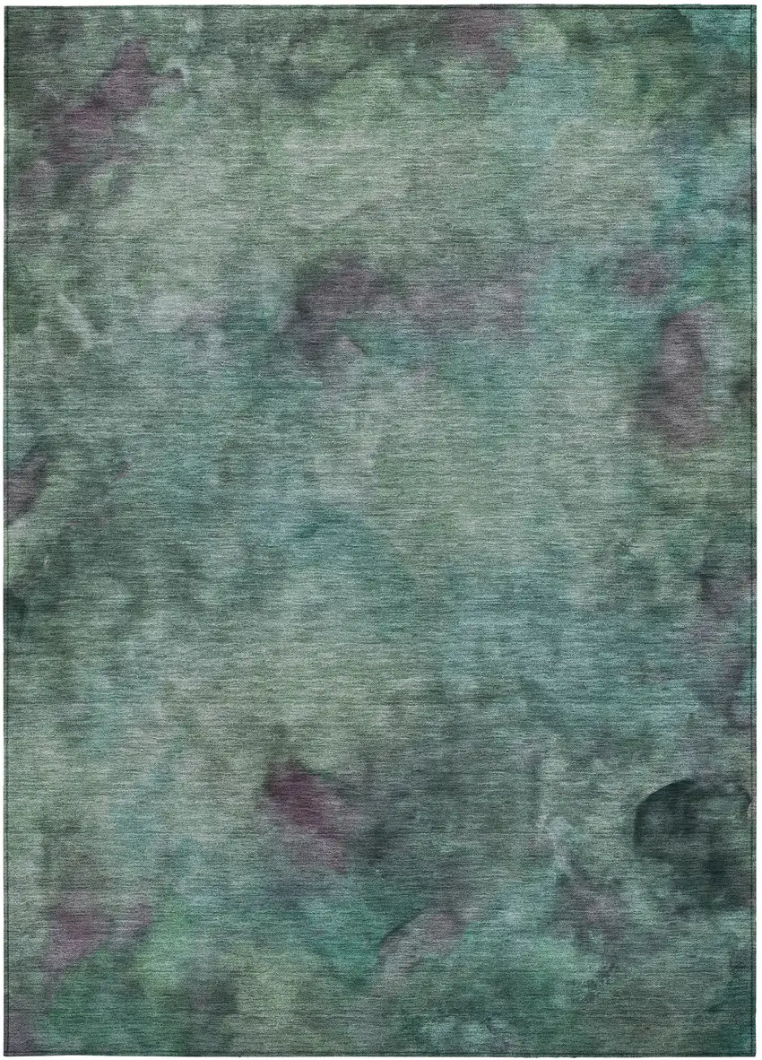Teal Blue And Purple Abstract Washable Indoor Outdoor Area Rug Photo 5