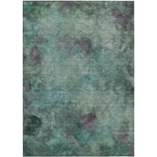 Teal Blue And Purple Abstract Washable Indoor Outdoor Area Rug Photo 2