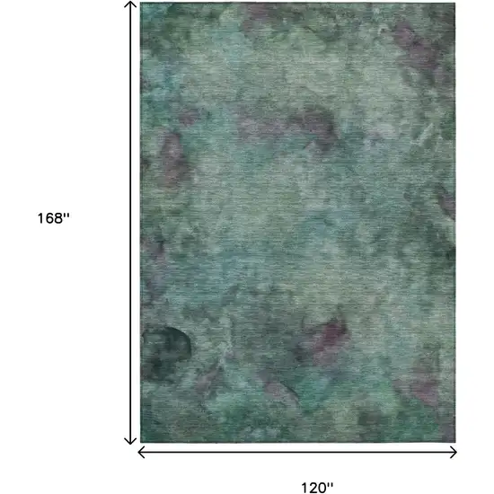 Teal Blue And Purple Abstract Washable Indoor Outdoor Area Rug Photo 3