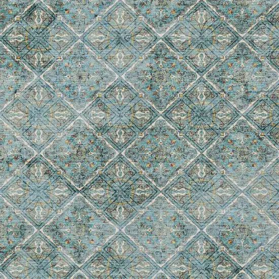 Teal Blue And Purple Geometric Washable Indoor Outdoor Area Rug Photo 3
