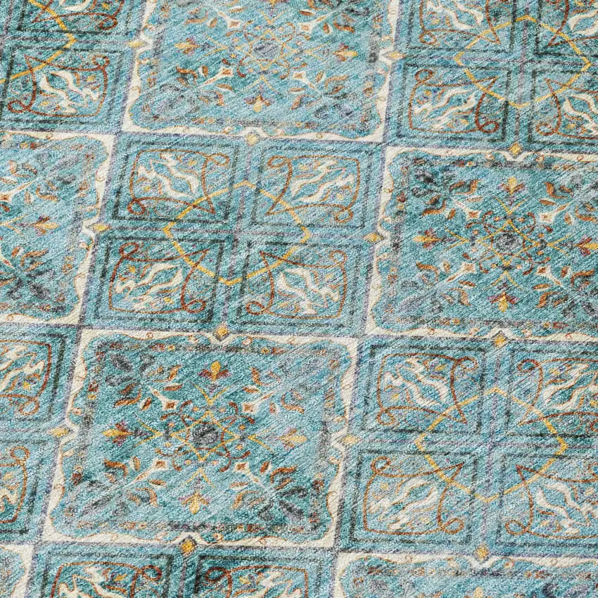 Teal Blue And Purple Geometric Washable Indoor Outdoor Area Rug Photo 8