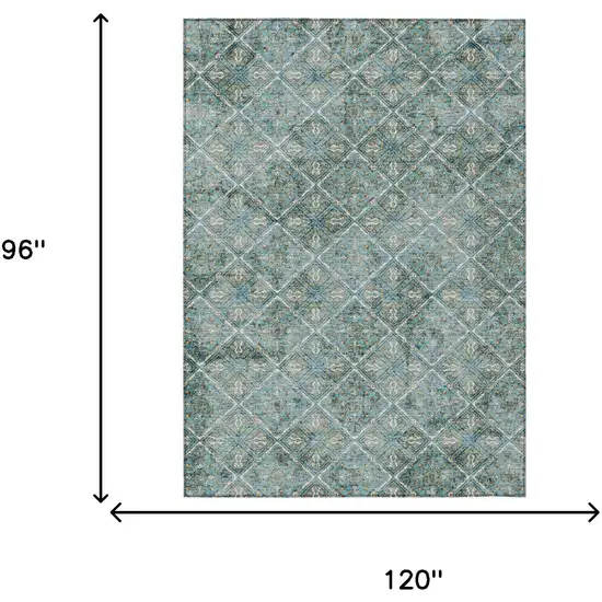 Teal Blue And Purple Geometric Washable Indoor Outdoor Area Rug Photo 9
