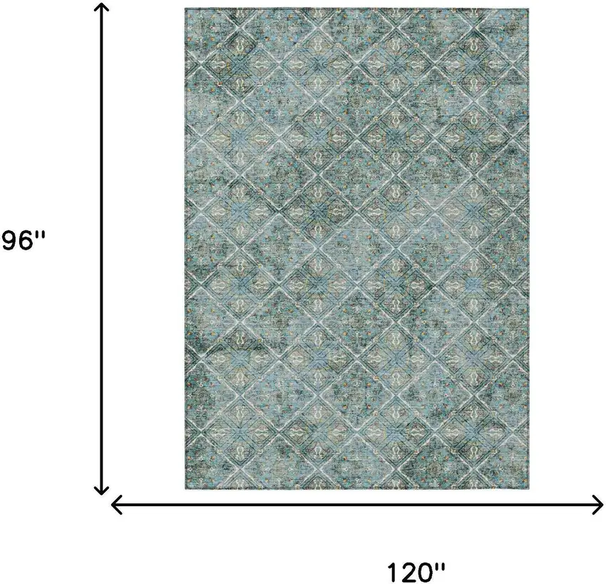 Teal Blue And Purple Geometric Washable Indoor Outdoor Area Rug Photo 9