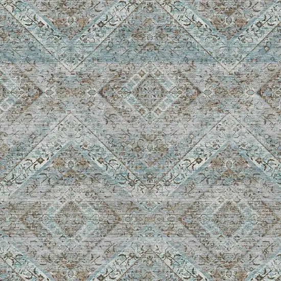 Teal Blue And Purple Tribal Washable Indoor Outdoor Area Rug Photo 3