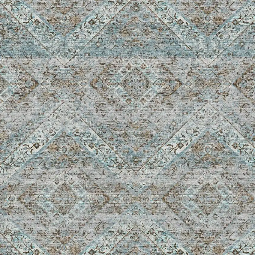 Teal Blue And Purple Tribal Washable Indoor Outdoor Area Rug Photo 3