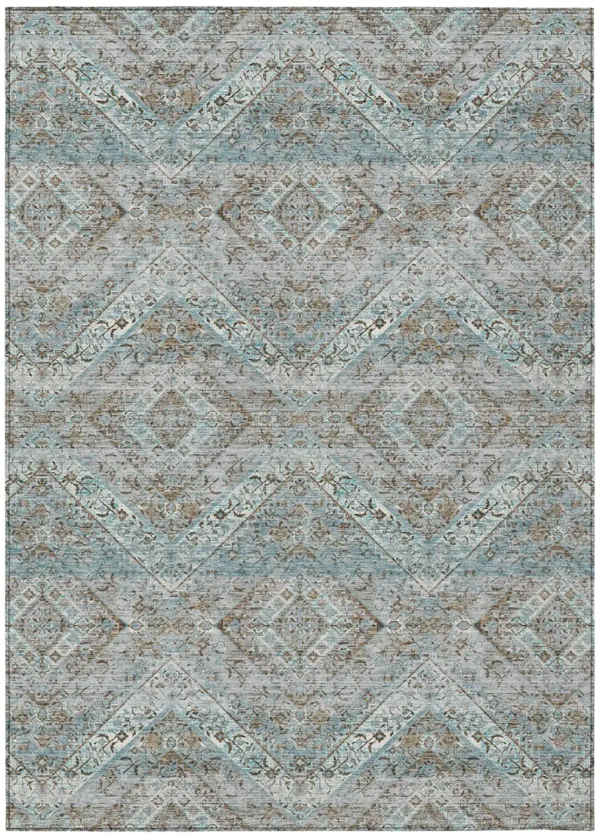 Teal Blue And Purple Tribal Washable Indoor Outdoor Area Rug Photo 2