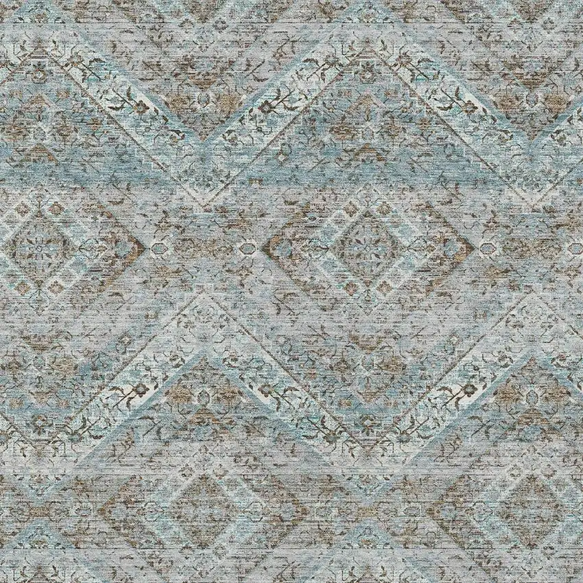 Teal Blue And Purple Tribal Washable Indoor Outdoor Area Rug Photo 3