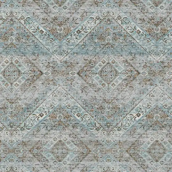 Teal Blue And Purple Tribal Washable Indoor Outdoor Area Rug Photo 3