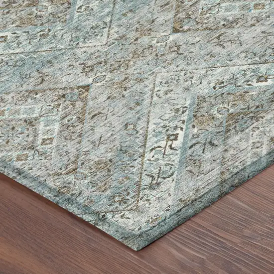 Teal Blue And Purple Tribal Washable Indoor Outdoor Area Rug Photo 5