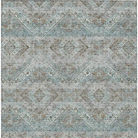 Teal Blue And Purple Tribal Washable Indoor Outdoor Area Rug Photo 4
