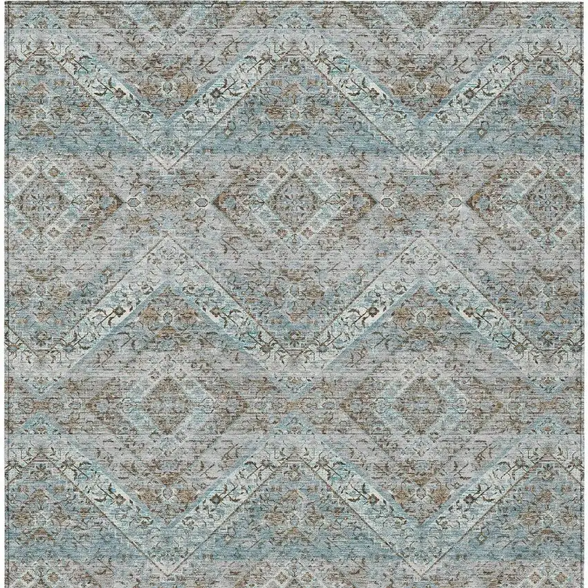 Teal Blue And Purple Tribal Washable Indoor Outdoor Area Rug Photo 4