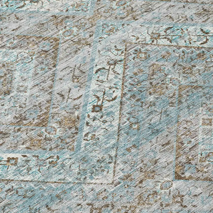 Teal Blue And Purple Tribal Washable Indoor Outdoor Area Rug Photo 6