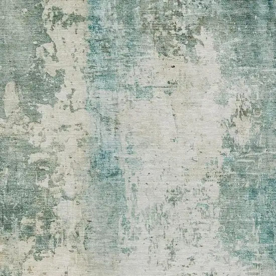 Teal Blue And Silver Abstract Washable Indoor Outdoor Area Rug Photo 7