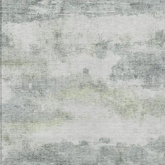 Teal Blue And Silver Abstract Washable Indoor Outdoor Area Rug Photo 7