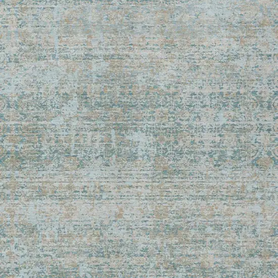 Teal Blue And Silver Abstract Washable Indoor Outdoor Area Rug Photo 3
