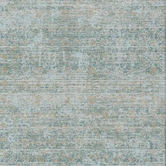 Teal Blue And Silver Abstract Washable Indoor Outdoor Area Rug Photo 2