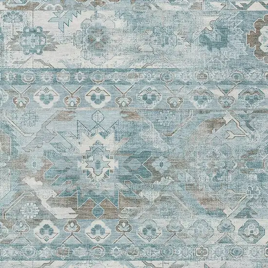 Teal Blue And Silver Cactus Washable Indoor Outdoor Area Rug Photo 2