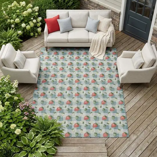 Teal Blue And Silver Floral Washable Indoor Outdoor Area Rug Photo 1
