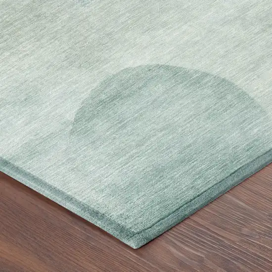 Teal Blue And Silver Geometric Washable Indoor Outdoor Area Rug Photo 3