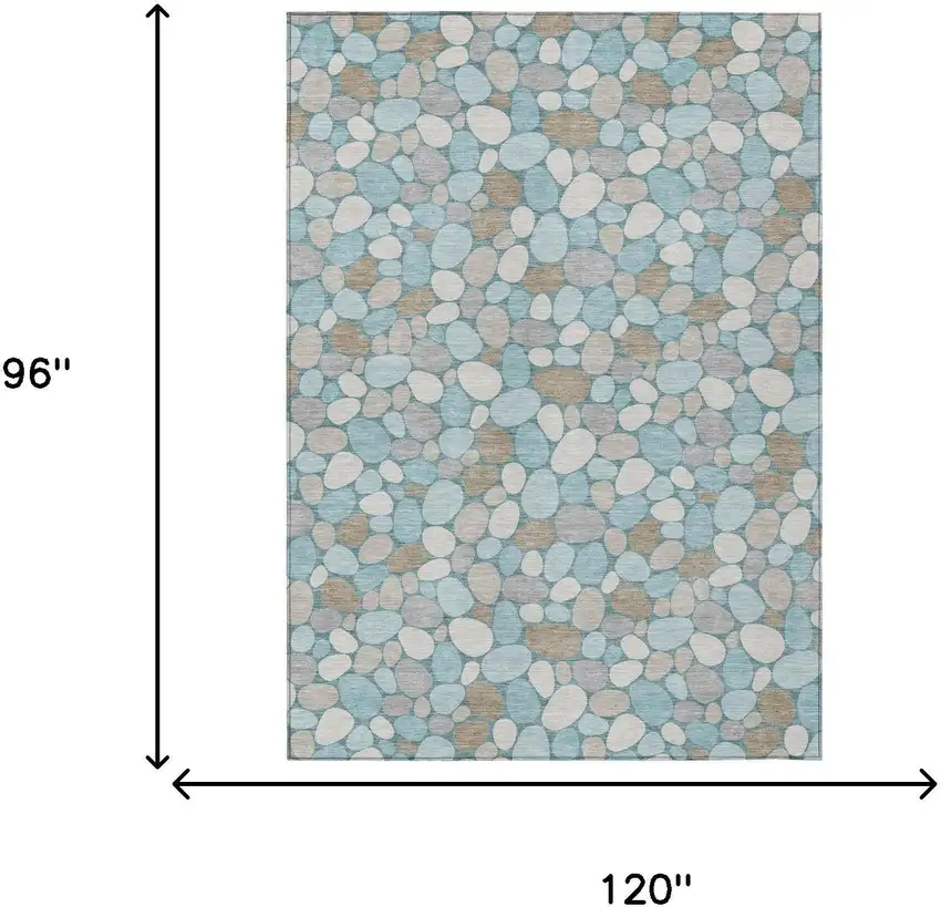 Teal Blue And Silver Geometric Washable Indoor Outdoor Area Rug Photo 5