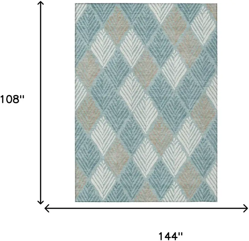 Teal Blue And Silver Geometric Washable Indoor Outdoor Area Rug Photo 5