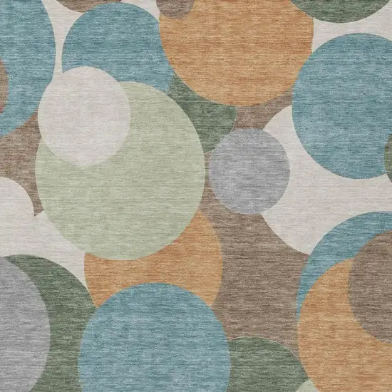 Teal Blue And Silver Geometric Washable Indoor Outdoor Area Rug Photo 2
