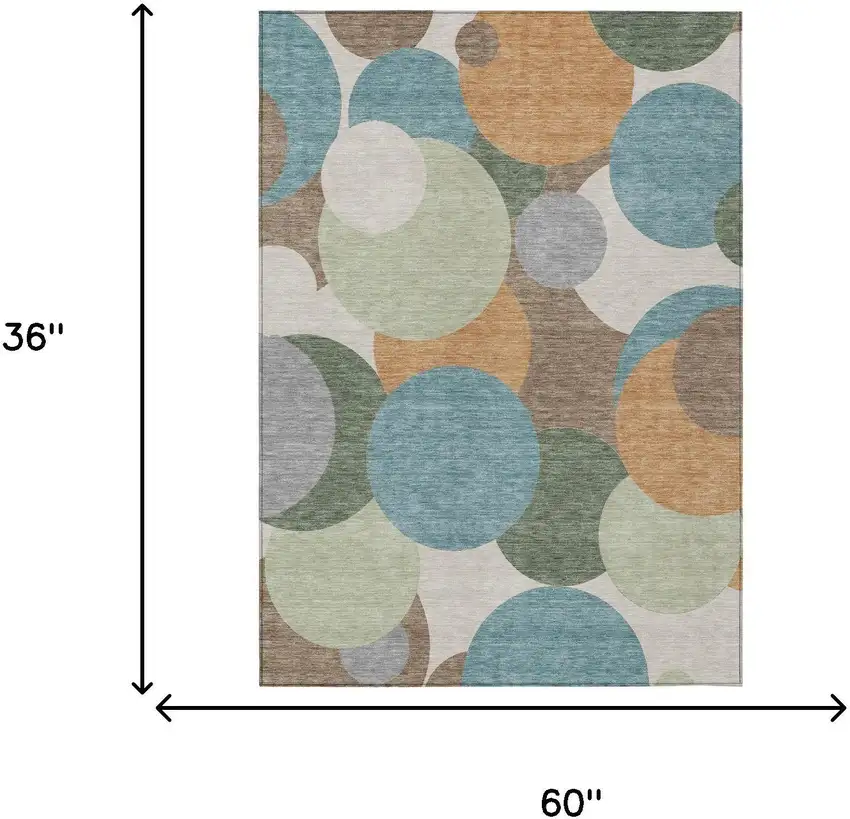 Teal Blue And Silver Geometric Washable Indoor Outdoor Area Rug Photo 6