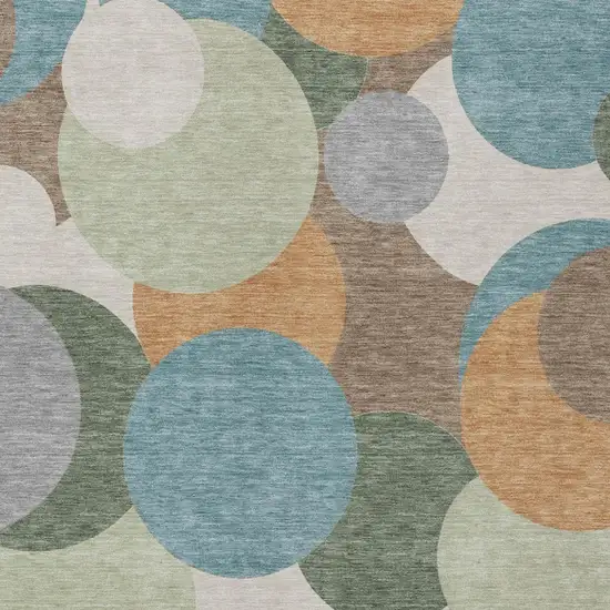 Teal Blue And Silver Geometric Washable Indoor Outdoor Area Rug Photo 3