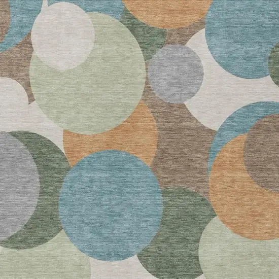 Teal Blue And Silver Geometric Washable Indoor Outdoor Area Rug Photo 3