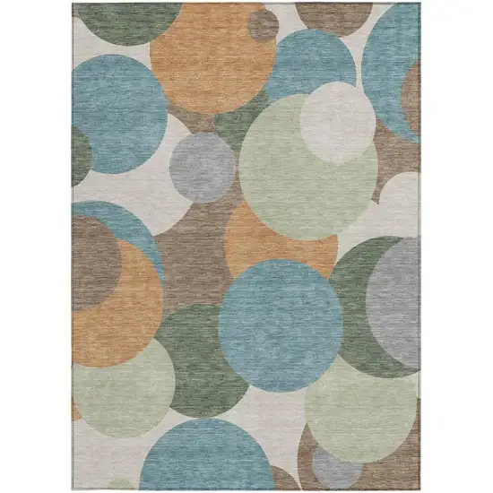 Teal Blue And Silver Geometric Washable Indoor Outdoor Area Rug Photo 3