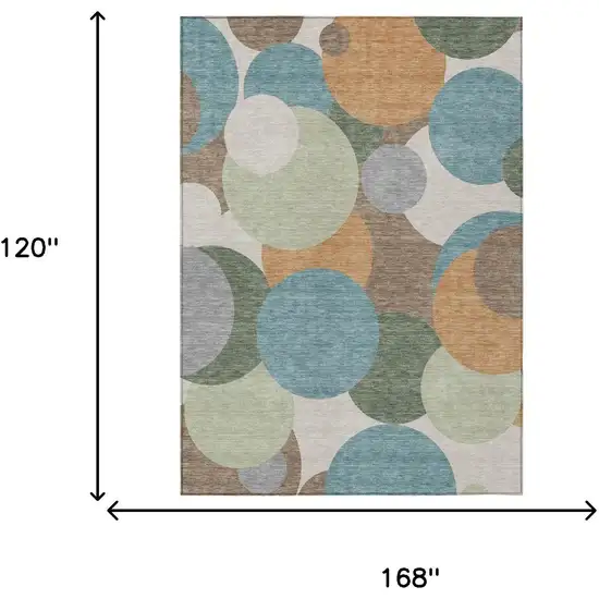 Teal Blue And Silver Geometric Washable Indoor Outdoor Area Rug Photo 6