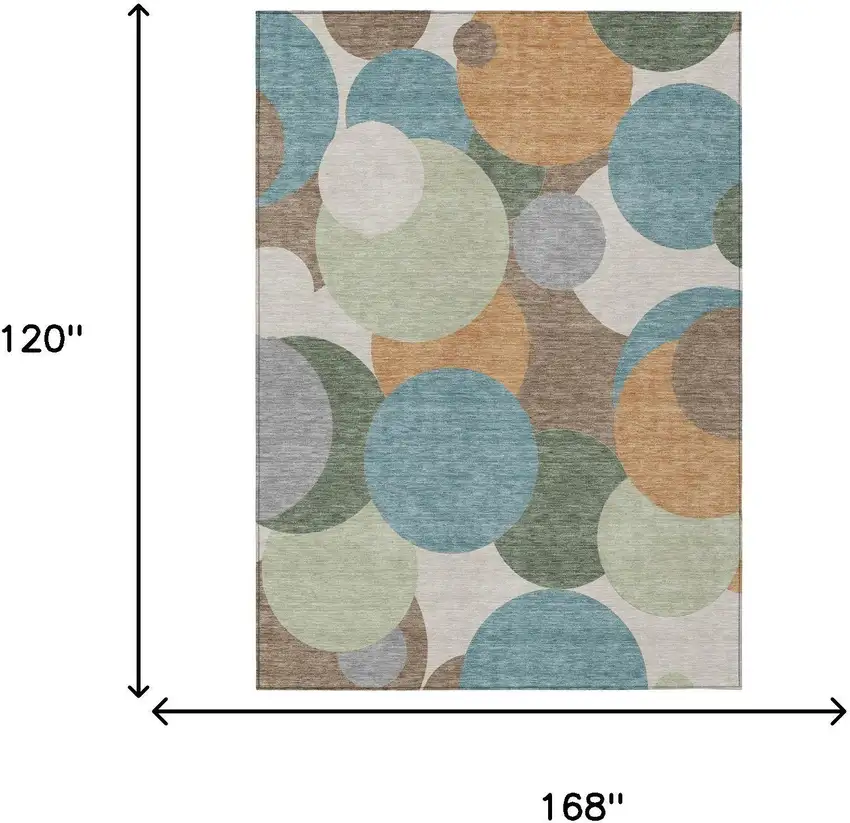 Teal Blue And Silver Geometric Washable Indoor Outdoor Area Rug Photo 6