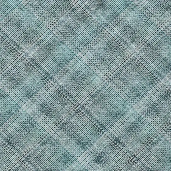 Teal Blue And Silver Plaid Washable Indoor Outdoor Area Rug Photo 4