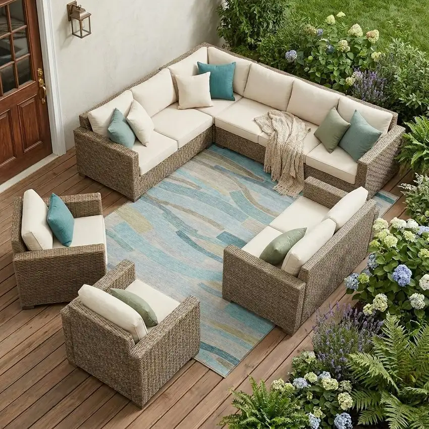 Teal Blue And Silver Striped Washable Indoor Outdoor Area Rug Photo 1