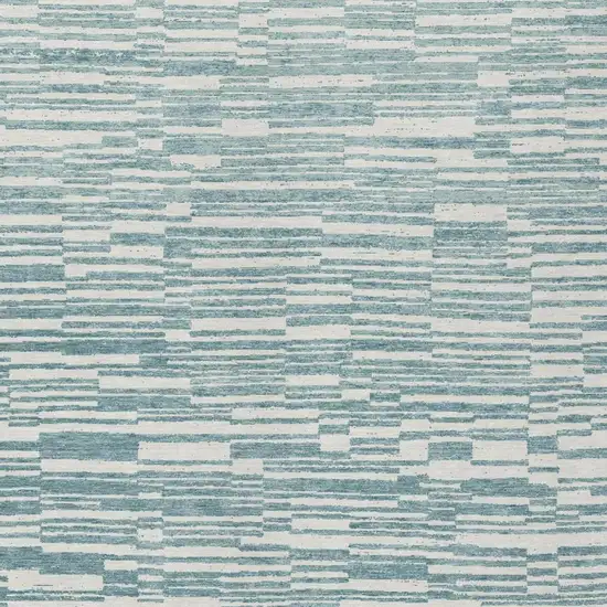Teal Blue And Silver Striped Washable Indoor Outdoor Area Rug Photo 3