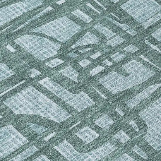 Teal Blue And Sky Blue Abstract Washable Indoor Outdoor Area Rug Photo 6