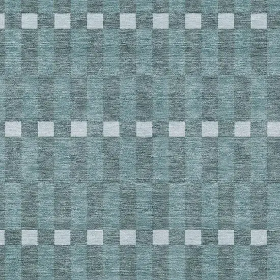 Teal Blue And Sky Blue Geometric Washable Indoor Outdoor Area Rug Photo 3