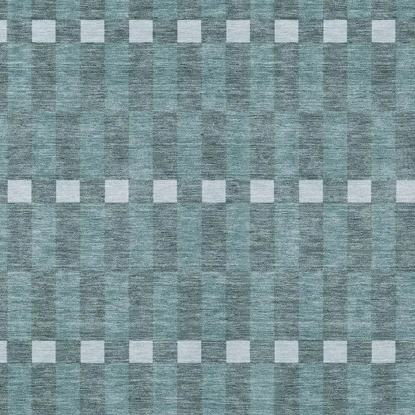 Teal Blue And Sky Blue Geometric Washable Indoor Outdoor Area Rug Photo 3