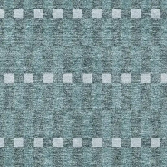 Teal Blue And Sky Blue Geometric Washable Indoor Outdoor Area Rug Photo 3