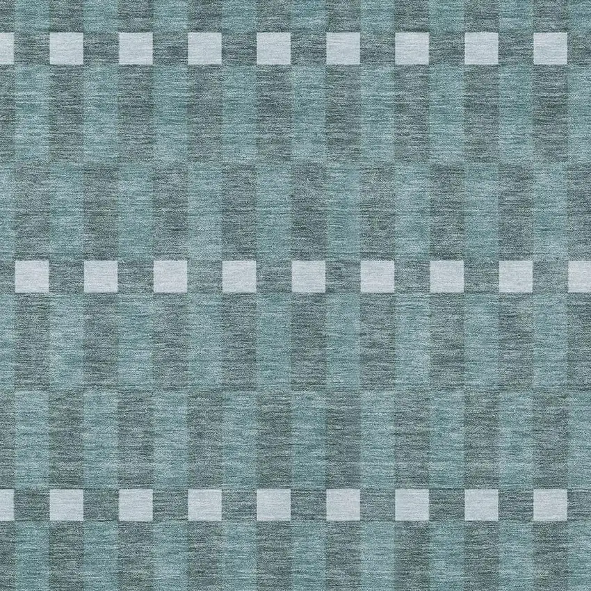 Teal Blue And Sky Blue Geometric Washable Indoor Outdoor Area Rug Photo 3