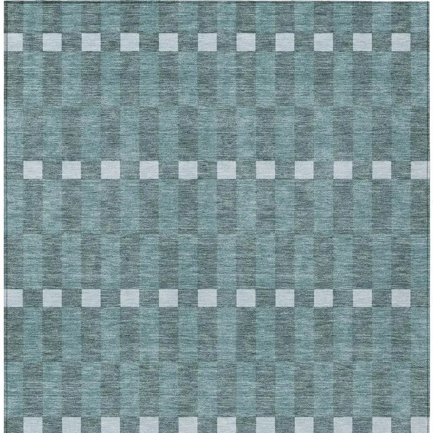 Teal Blue And Sky Blue Geometric Washable Indoor Outdoor Area Rug Photo 4