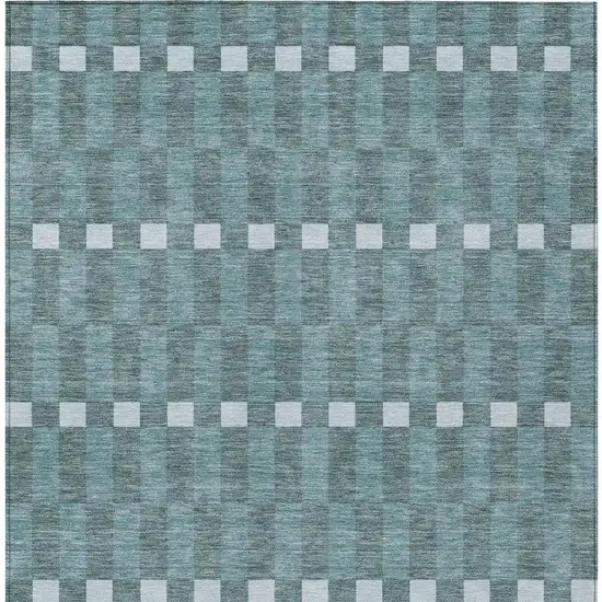 Teal Blue And Sky Blue Geometric Washable Indoor Outdoor Area Rug Photo 4