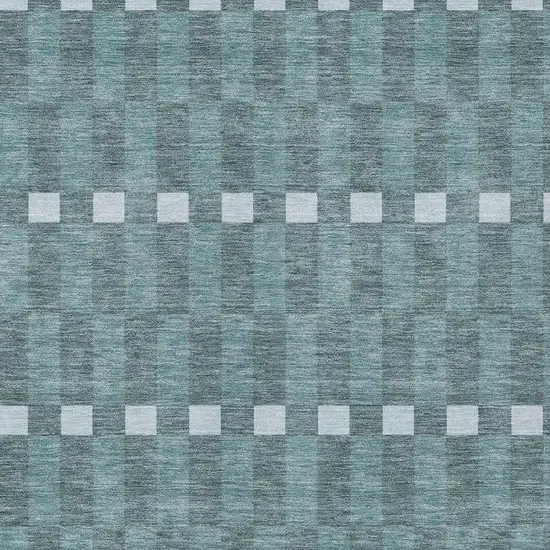 Teal Blue And Sky Blue Geometric Washable Indoor Outdoor Area Rug Photo 3