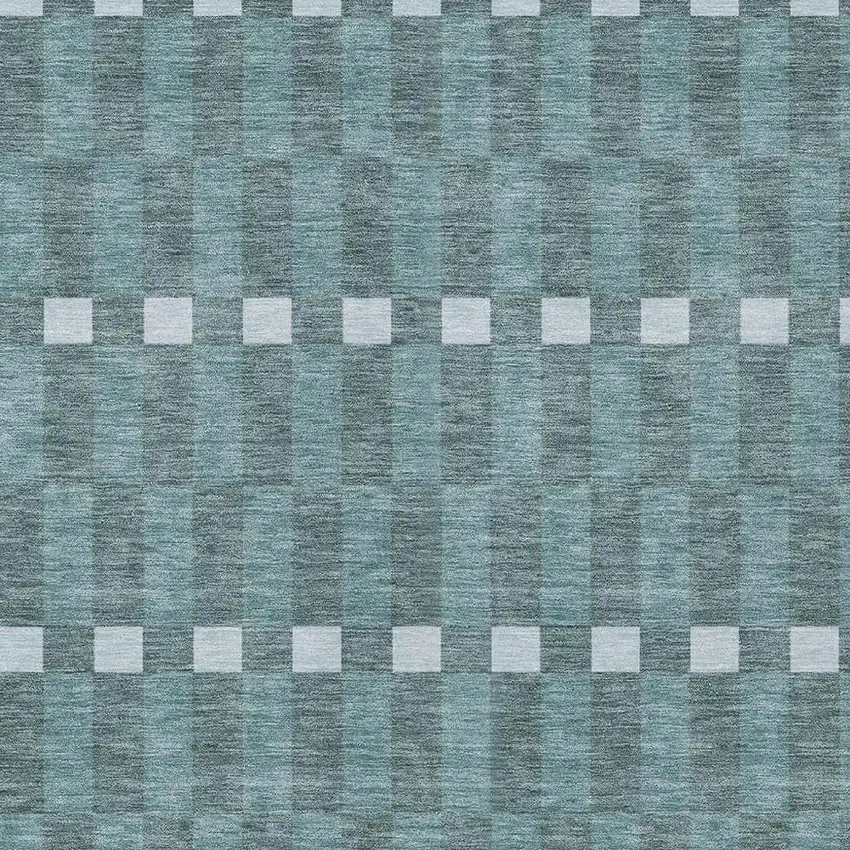 Teal Blue And Sky Blue Geometric Washable Indoor Outdoor Area Rug Photo 3